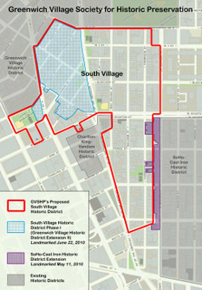 Map of proposed and existing South Village Historic District. Image Courtesy: Greenwich Village Society for Historic Preservation.