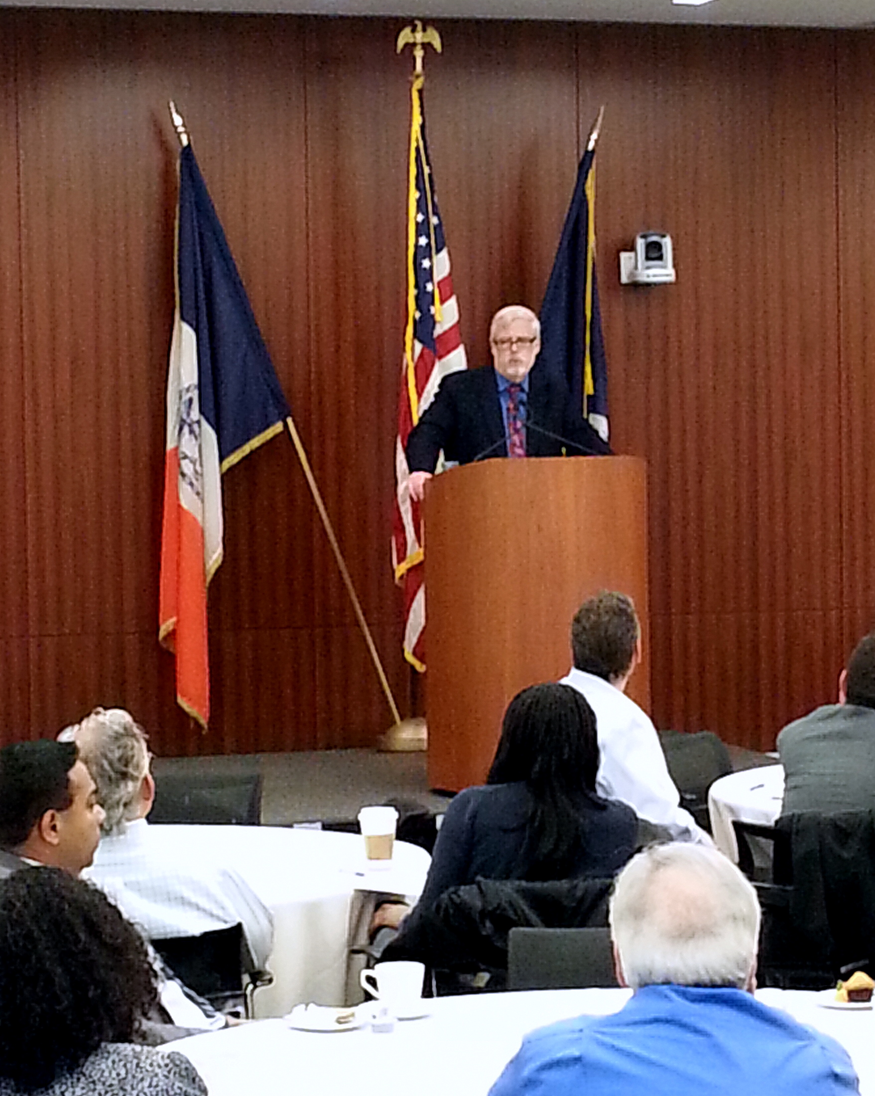 Patrick J. Foye delivering his speech at the November 20th City Law Breakfast. Photo Credit: Libi Adler.