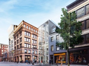 Rendering of the proposed glass building on 144 Spring St., Manhattan. Image credit: Bohlin Cywinski Jackson.