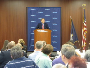 CPC Chairman Carl Weisbrod address record breaking CityLaw Breakfast attendees.  Image Credit: CityLand. 