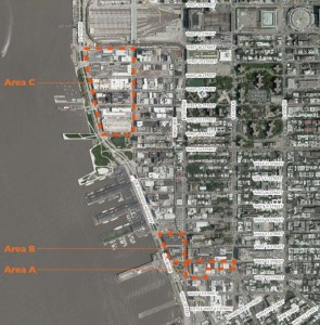 Areas under study by the Department of City Planning for inclusion into the Special West Chelsea District. Area "A" is currently before the City Planning Commission. Image credit: DCP