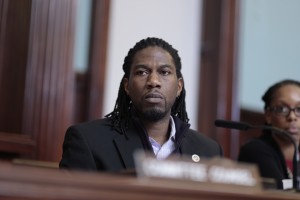 Council Member Jumaane D. Williams hears testimony on strengthening rent regulation laws. Image credit: William Alatriste/New York City Council