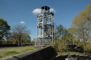 The Fire Watchtower in Marcus Garvey Park, prior to disassembly. Image credit: Parks Department