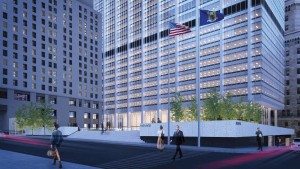 Architect rendering of the restored parapet to Chase Manhattan Plaza. Image credit: Fosun