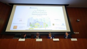 From Left to Right: Keynote panelists Christie Peale, Colvin Grannum, Commissioner Vicki Been, and moderator Matthew Hassett. Image credit: Center for NYC Neighborhoods