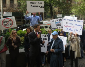 Council member Ben Kallos with Herndon Werth, a rent-stabilized tenant who refused to sell his home to developers. Image credit: The Office of Council member Ben Kallos