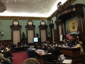 The City Council Subcommittee on Zoning and Franchises hearing testimony from City Planning Chairman Carl Weisbrod, Deputy Mayor Alicia Glen, and Commissioner Vicki Been (from left to right). Image credit: CityLand