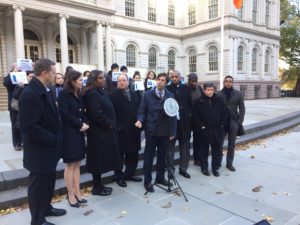 City Council Members and the Public Advocate at a rally on Nov. 22, 2016. Image Credit: Council Member Stephen Levin.