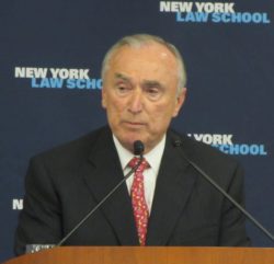 Former Commissioner Bratton speaking at a CityLaw Breakfast.