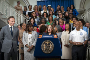 Lisa Zornberg speaks at her appointment as the incoming City Hall Chief Counsel. Image Credit: Ed Reed/Mayoral Photography Office.